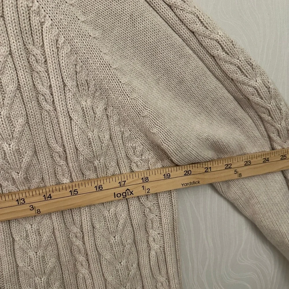 Pendleton Cable‎ Knit Zip Cardigan Mens Large Beige Excellent Cotton Mock Neck